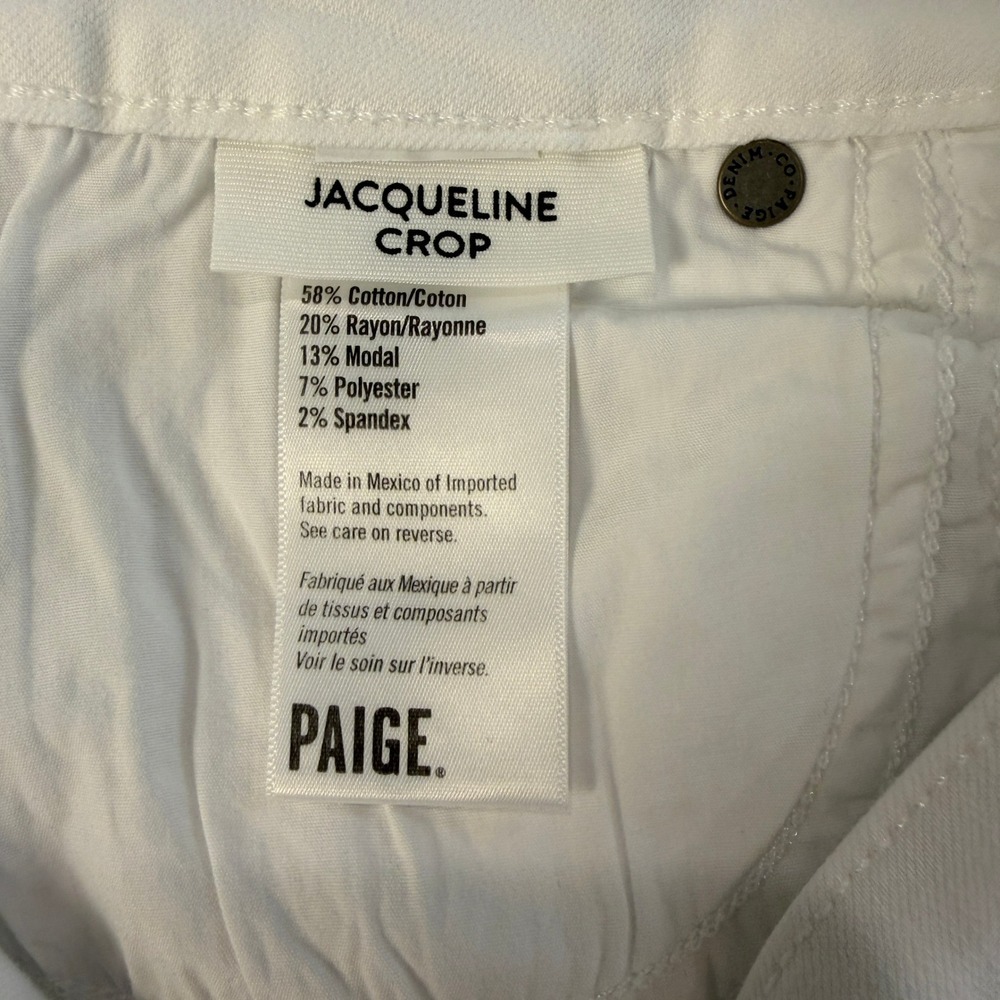 PAIGE Jacqueline Crop Optic White Jeans Size 30 New‎ Womens Denim Pants - Picture 8 of 9